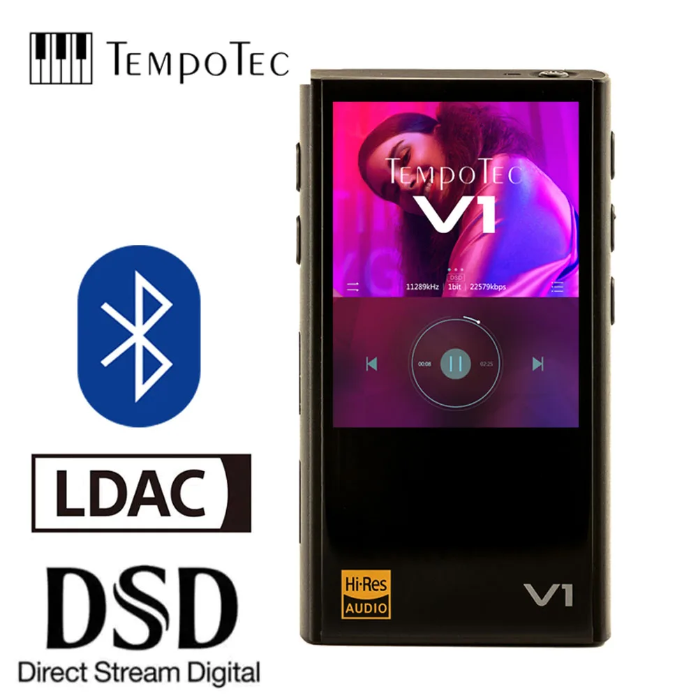 MP3 плеер TempoTec V1 A вариациях Hi Fi PCM и DSD 256 Поддержка Bluetooth LDAC AAC APTX вход выход USB дак для