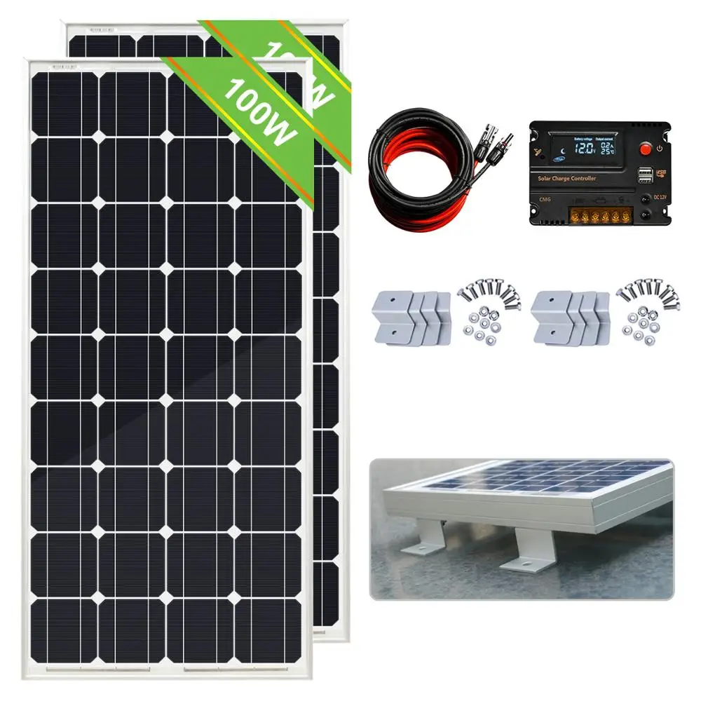 ECOWORTHY 200 Вт комплект 2*100 12 В солнечная панель и 20А Контроллер для автомобиля Caravan PV
