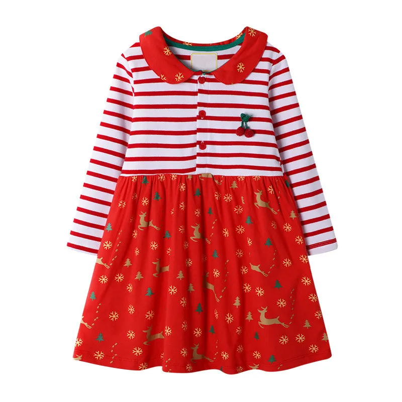 VIDMID платье с длинными рукавами для маленьких девочек Детские Платья с цветочным рисунком хлопковые платья для детей от 2 до 7 лет Одежда для девочек