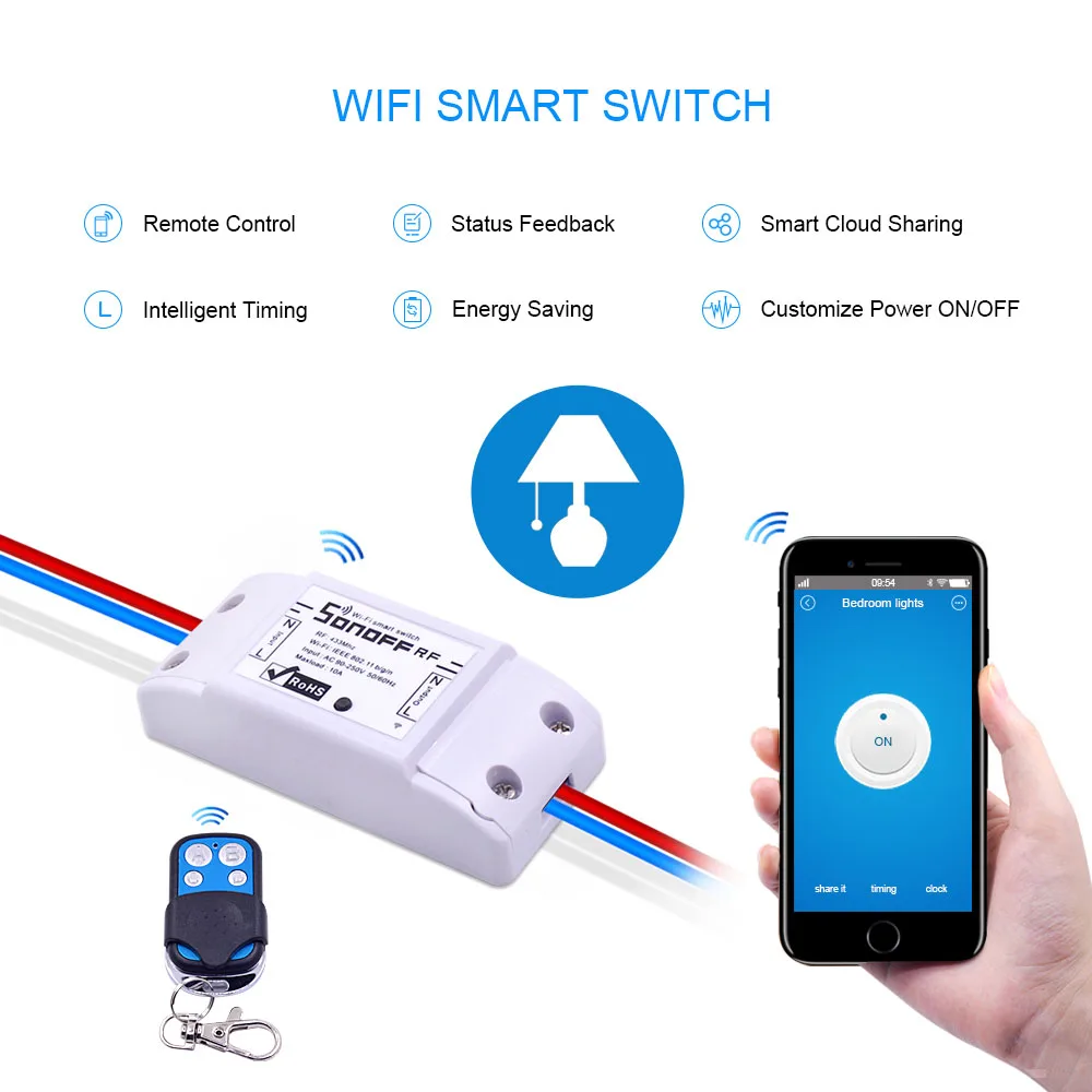 Sonoff RF Smart WiFi переключатель беспроводной 433 МГц пульт управления, ресивер домашней автоматизации помощник релейный модуль Таймер для Alexa