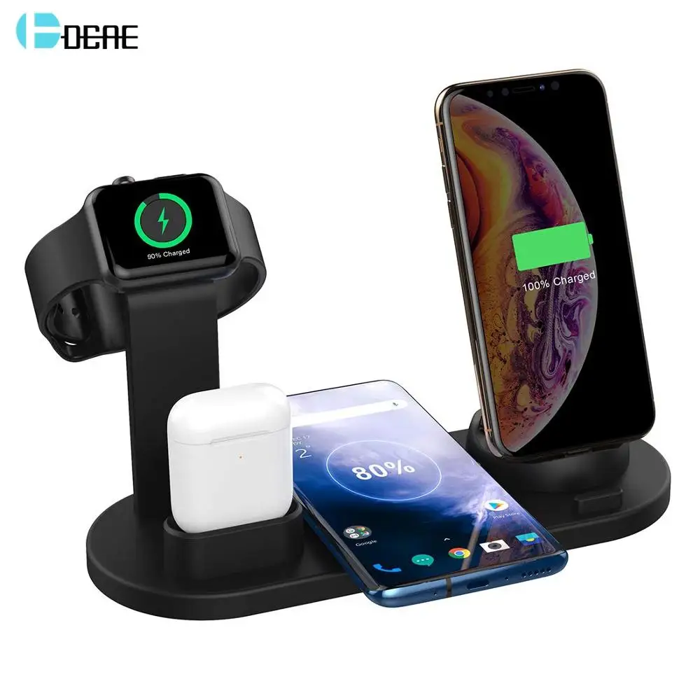 Ceny 3 W 1 ładująca stacja dokująca dla Apple zegarek 5 4 3 2 1 iphone a 11 X XS XR 7 8 Airpods 10W bezprzewodowa ładowarka qi dla Samsung S10 S9