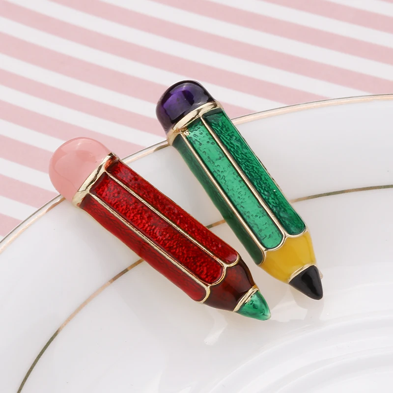 H580208X设计师绿色铅笔胸针 (9)