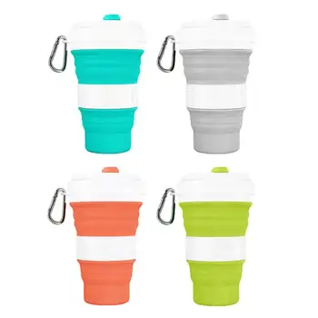 

550mL Foldable Silicone Cup Wear-resistant Outdoor Camping Car Drinking Mug Collapsible with Leak-Proof Lid Water Mug Food Grade