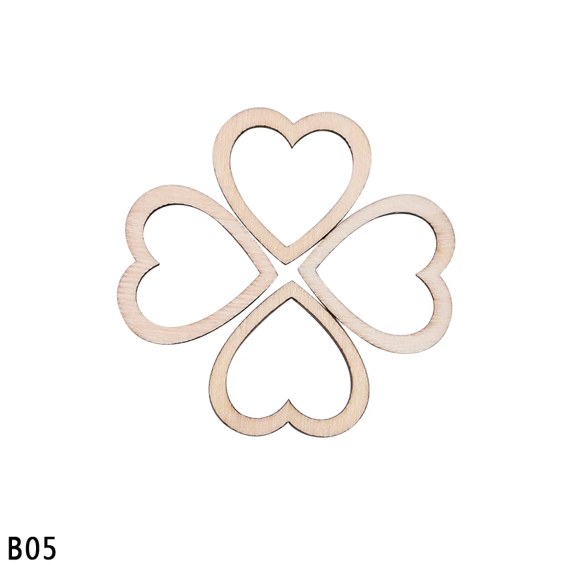 B05-100PCS-3CM Много размеров, натуральное дерево, ажурное сердце, полое сердце, украшения, сделай сам, искусство, ремесла, свадебные украшения, аксессуары для рисования - Цвет: B05-100PCS-3CM