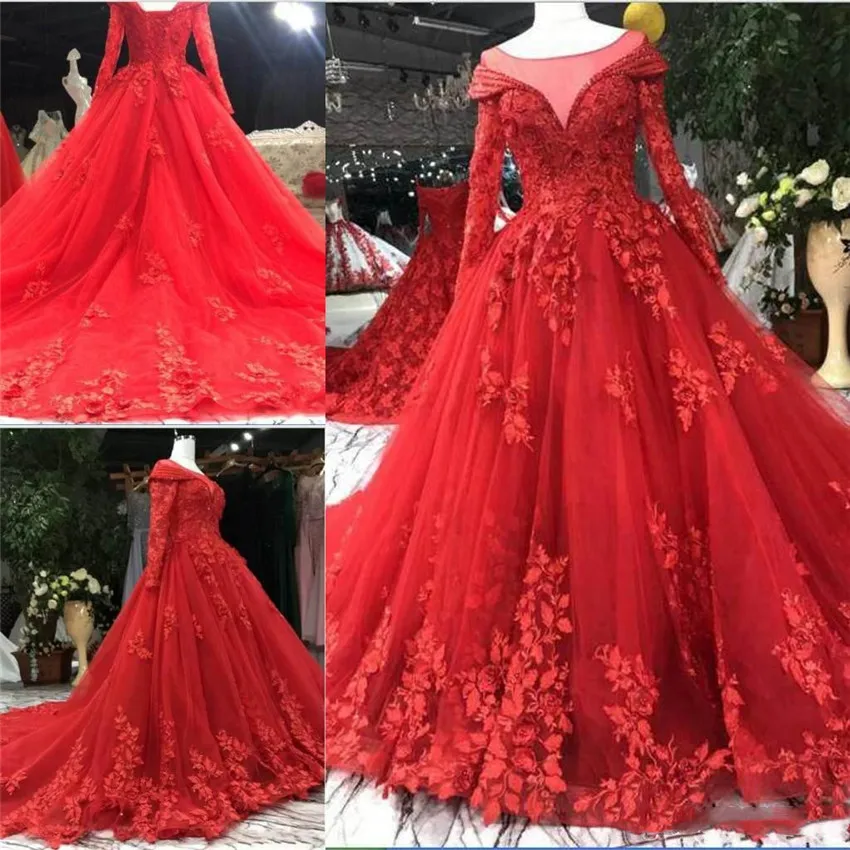 

Latest Ball Gown Quinceanera Dress Scoop Neck Long Sleeve Lace-up Lace Appliques Charming Dresses Elegant Gowns