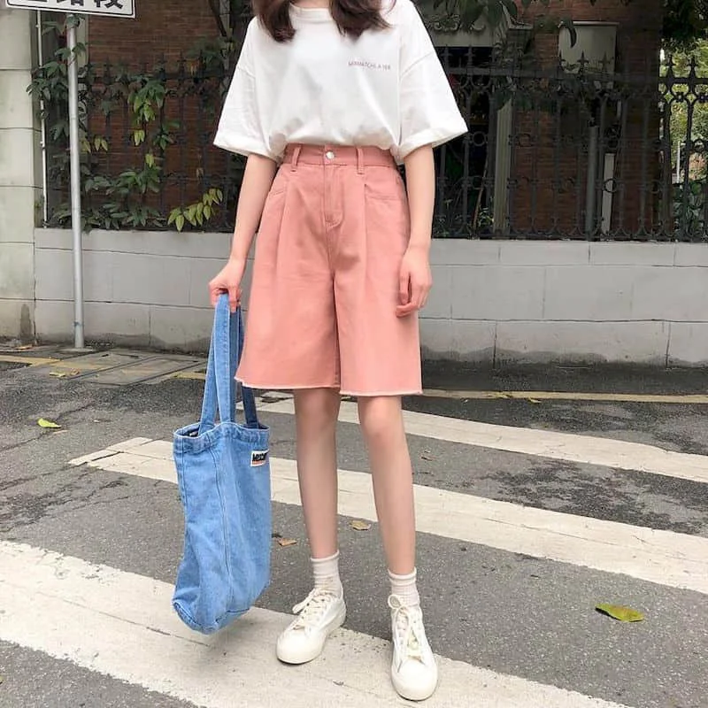 女性用ハイウエストショーツ ストレートとワイドのバギーパンツ カジュアル 女の子用 日本の原宿スタイル 夏 Aliexpress レディース衣服