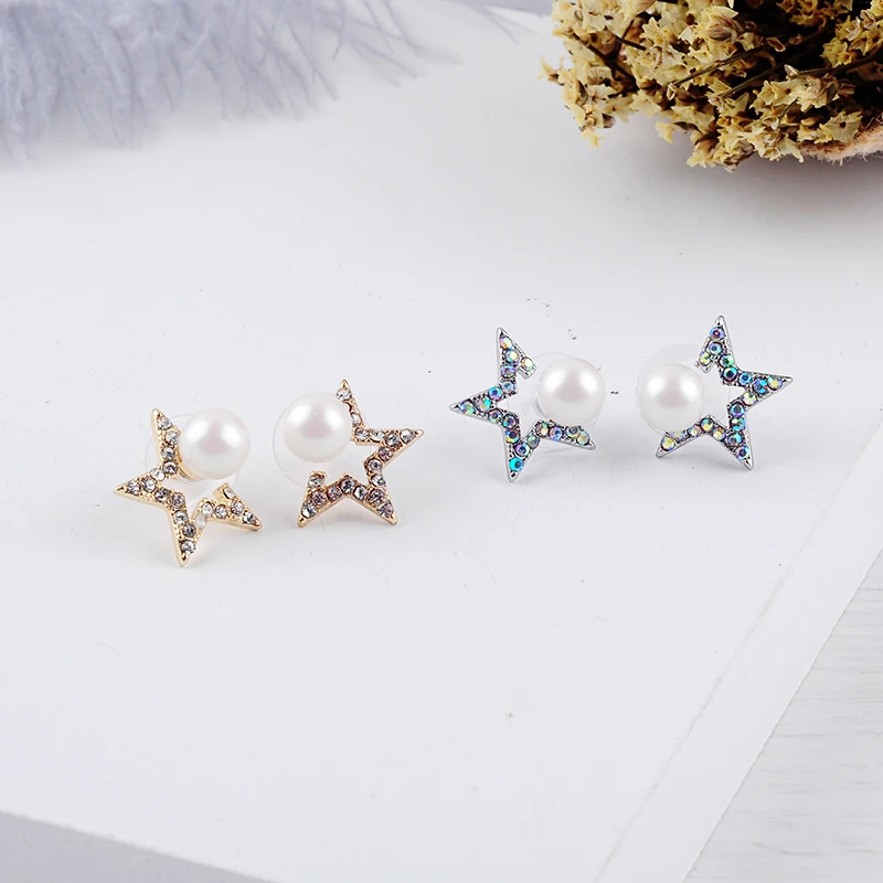 Простой дизайн милые Золотые/звезда серебряного цвета серьги-гвоздики для женщин ручной работы подарок на свидание ювелирные изделия