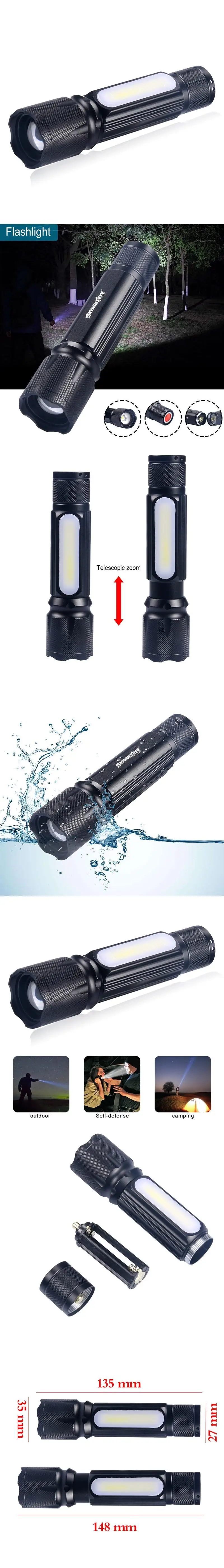Водонепроницаемый фонарь, мощный фонарик для 18650 AAA T6+ COB светодиодный фонарик для охоты