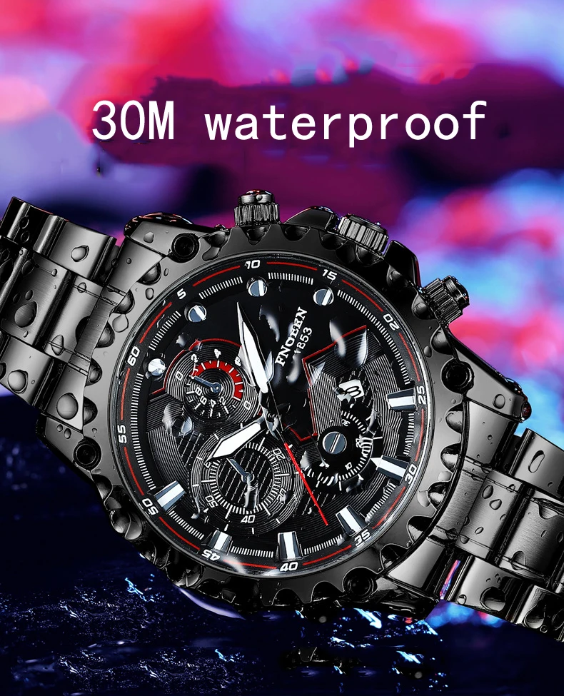 FNGEEN Mens Watches Big Dial Sport Wristwatch Top Brand Luxury Quartz Watch Man Luminous Hands Waterproof Clock Relogio Masculin