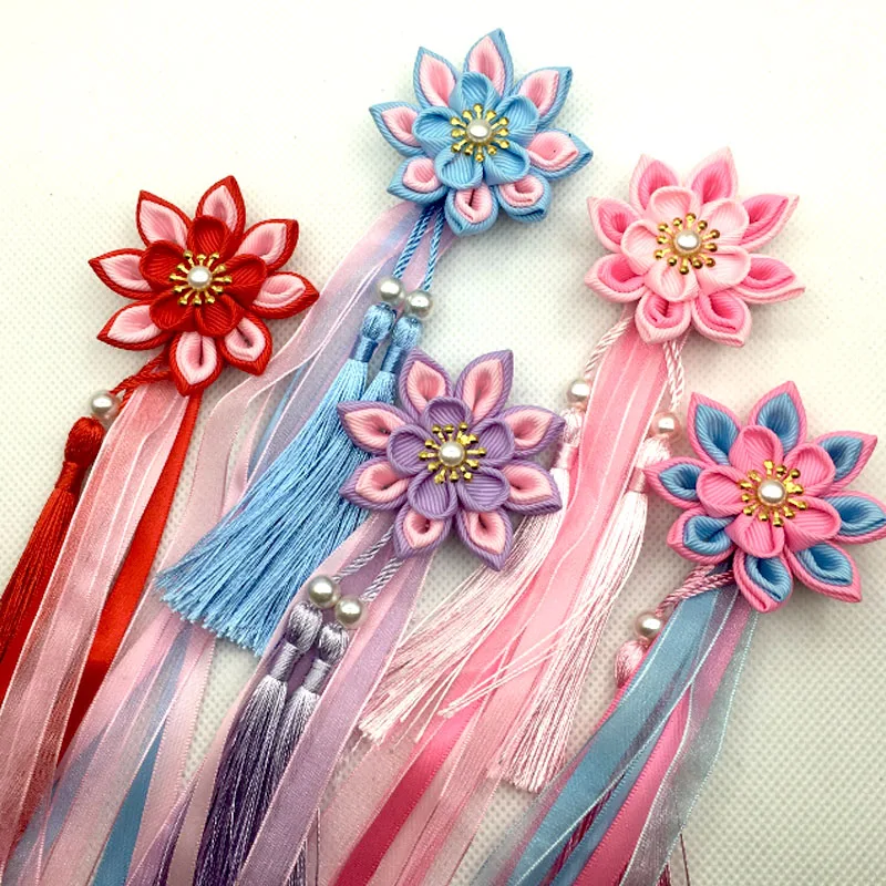 Ken Tsumami Kanzashi Flower Hair Clip Ribbon Tassel Traditional Japanese Style Kimono Accessory Geishaoutfit Hw049 Women S Hair Accessories Aliexpress