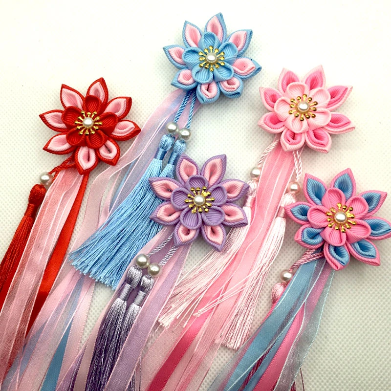 Japanese Tsumami Hair Pin Decor Kanzashi Hair Sticks Picks Fit For Kimono Hanfu