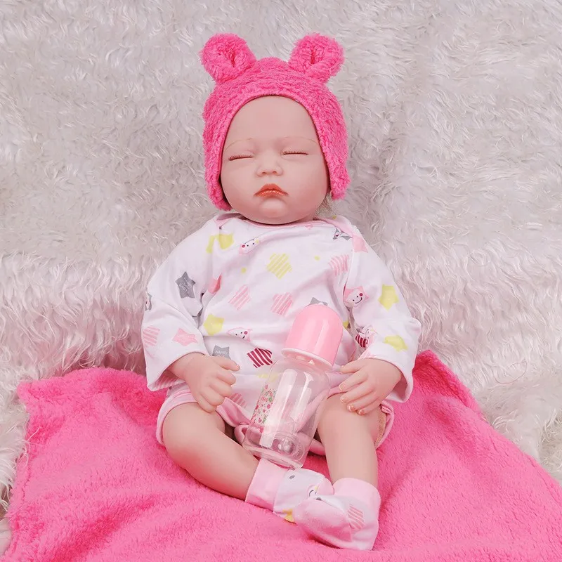 55 см розовый/синий Rebron Baby Lovely Big Eyes моделирование детских кукол силиконовый Reborn Baby моделирование кукла мягкая для детей Подарки