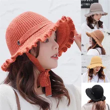 Модная женская бандажная однотонная термо шерстяная шляпа-Панама дикая чистая лента Солнцезащитная Рыбацкая шляпа A1