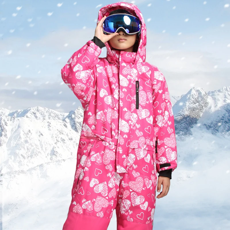 Детский лыжный костюм; детская брендовая Водонепроницаемая теплая цельная зимняя куртка и штаны; зимняя одежда для катания на лыжах и сноуборде