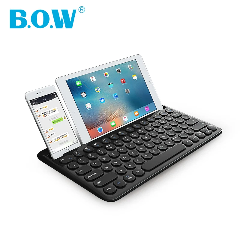 

B.O.W Bluetooth Wireless Keyboard with Slots for 3 Devices Working, Ultra Thin Design and Rehchargeable 800 mah Battery