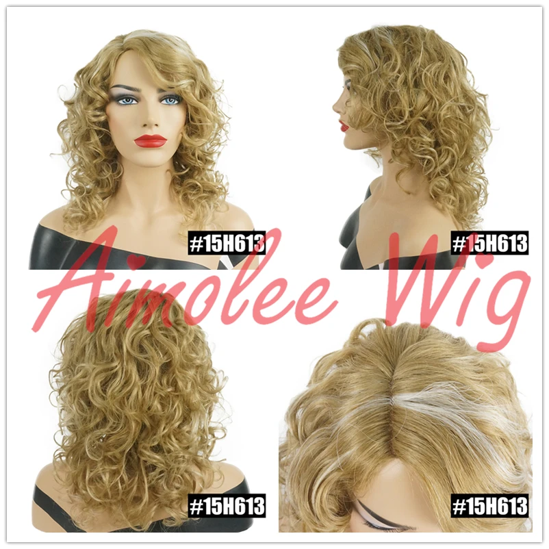 Aimolee, длинные волнистые блондинистые коричневые парики, смешанные человеческие волосы, синтетический парик для женщин, вечерние волосы