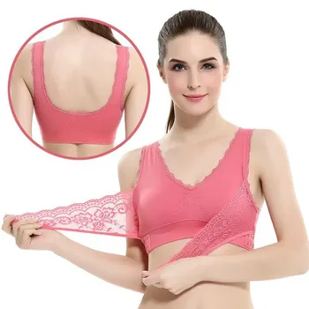 

M-3XL Women Underwear Sexy Lingerie Lace Solid Color Cross Side Buckle Wireless Push up Breathable Sleep Hot Bra
