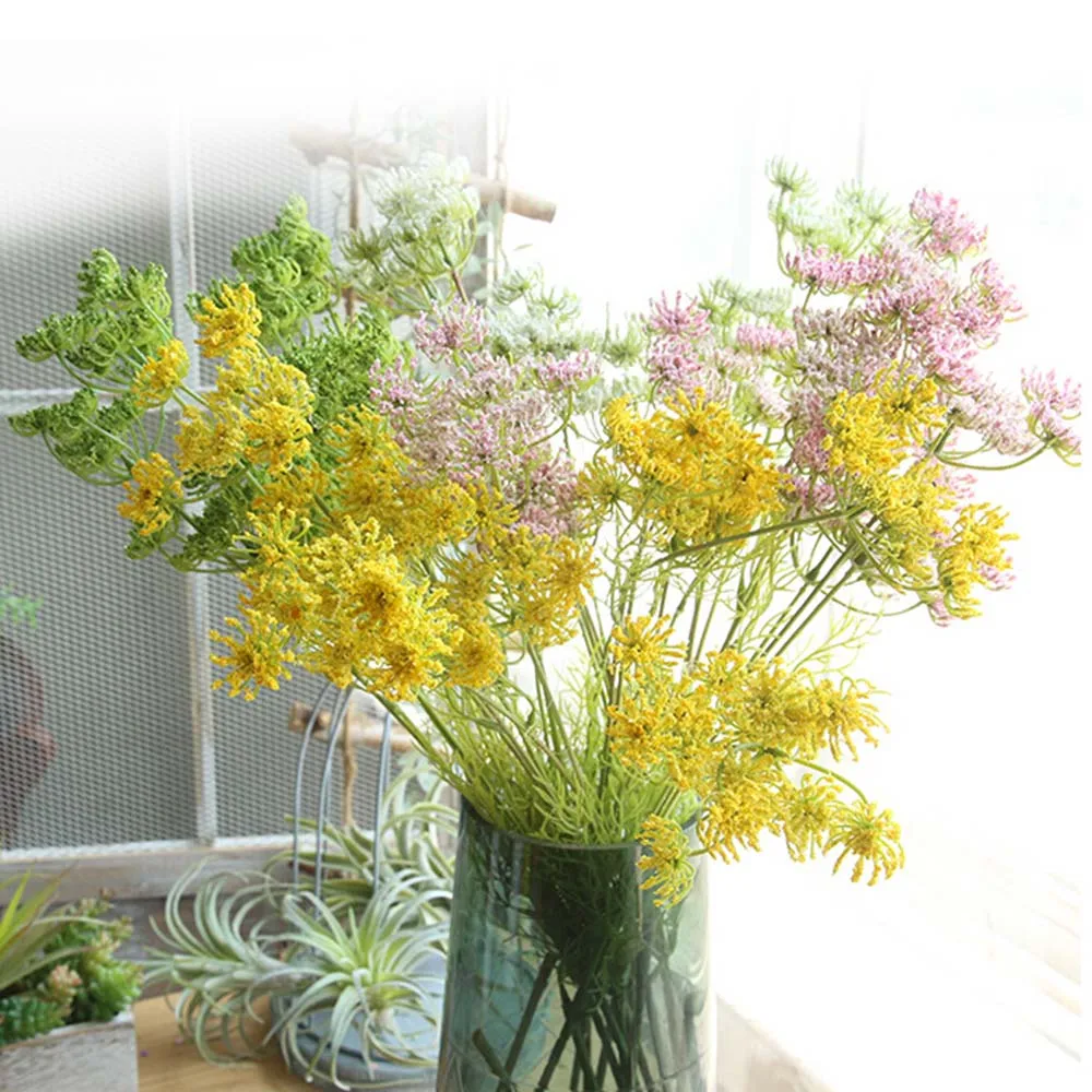

5Forks Artificial Bud Silk Flower Branch Multi-colored Flore for Wedding Party DIY Home Christmas Garden Decoration Fake Flower
