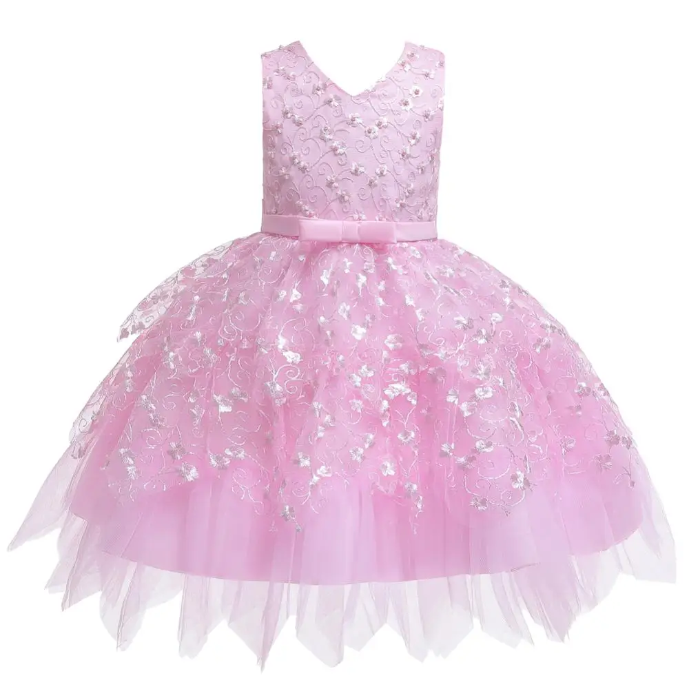 Платье для маленьких девочек 1 год, вечерние платье для принцессы на день рождения, Infantil, Крещение, Одежда для новорожденных платье на выпускной, крестины, Jurk - Цвет: Pink