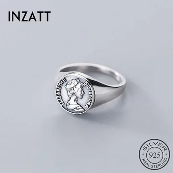 

INZATT Real 925 Sterling Thai Silver Round Vintage Adjustable Ring For Woman Party Fine Jewelry Minimalist Trendy Accessories