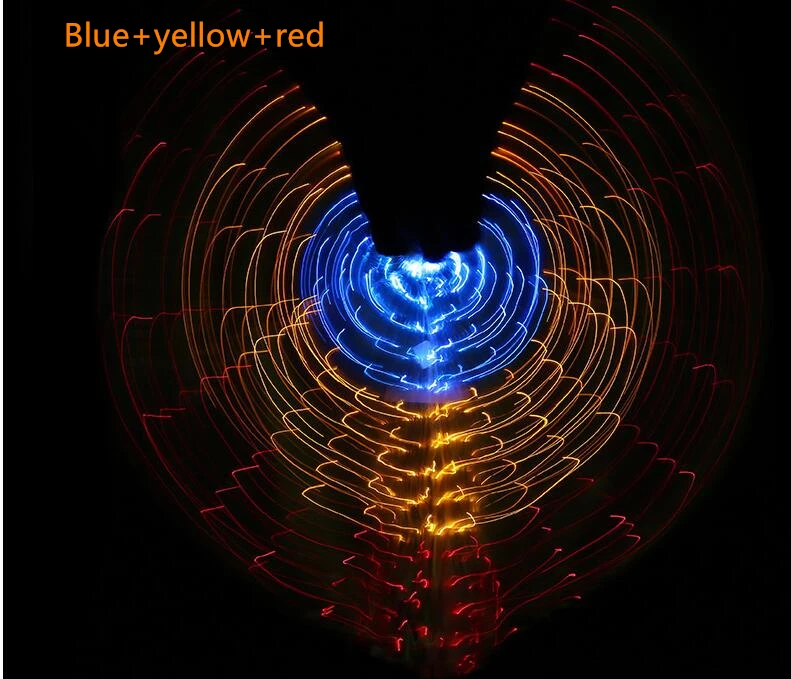 Blue yellow red Ruoru танец живота Led Isis крылья с регулируемыми аксессуары на палочках реквизит для сцены блестящие белые светодиодные крылья 360 градусов - Цвет: Blue yellow red