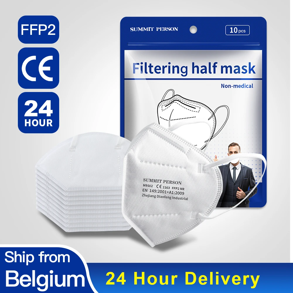 Masque facial kn95 à 5 couches, réutilisable, FFP2, pour femmes, protection hygiénique approuvée FPP2