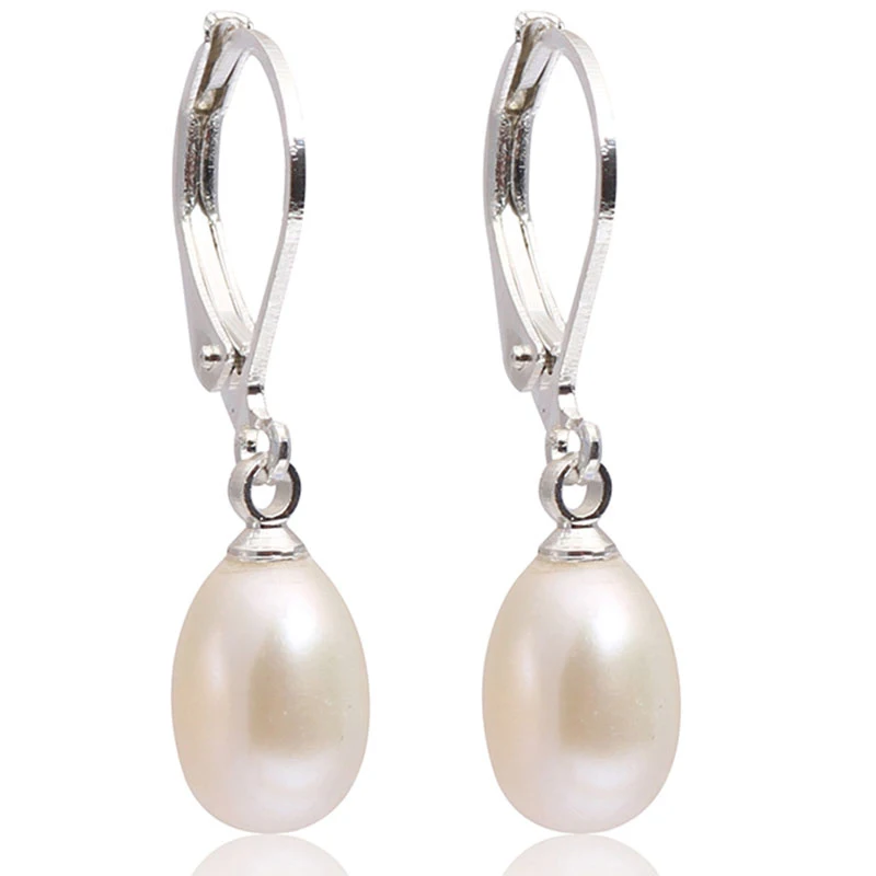 7-8mm Teardrop Freshwater Pearl Dangle Fashion Jewelry Christmas Party Gifts Stud Earrings White Pink Purple Black stud earrings dangle earrings pearl earrings