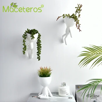 

Nordic Abstract Art White Portrait Flower Pot Sculpture Decoration Synthetic Resin Living Room Gardening Home Decoration Supplie