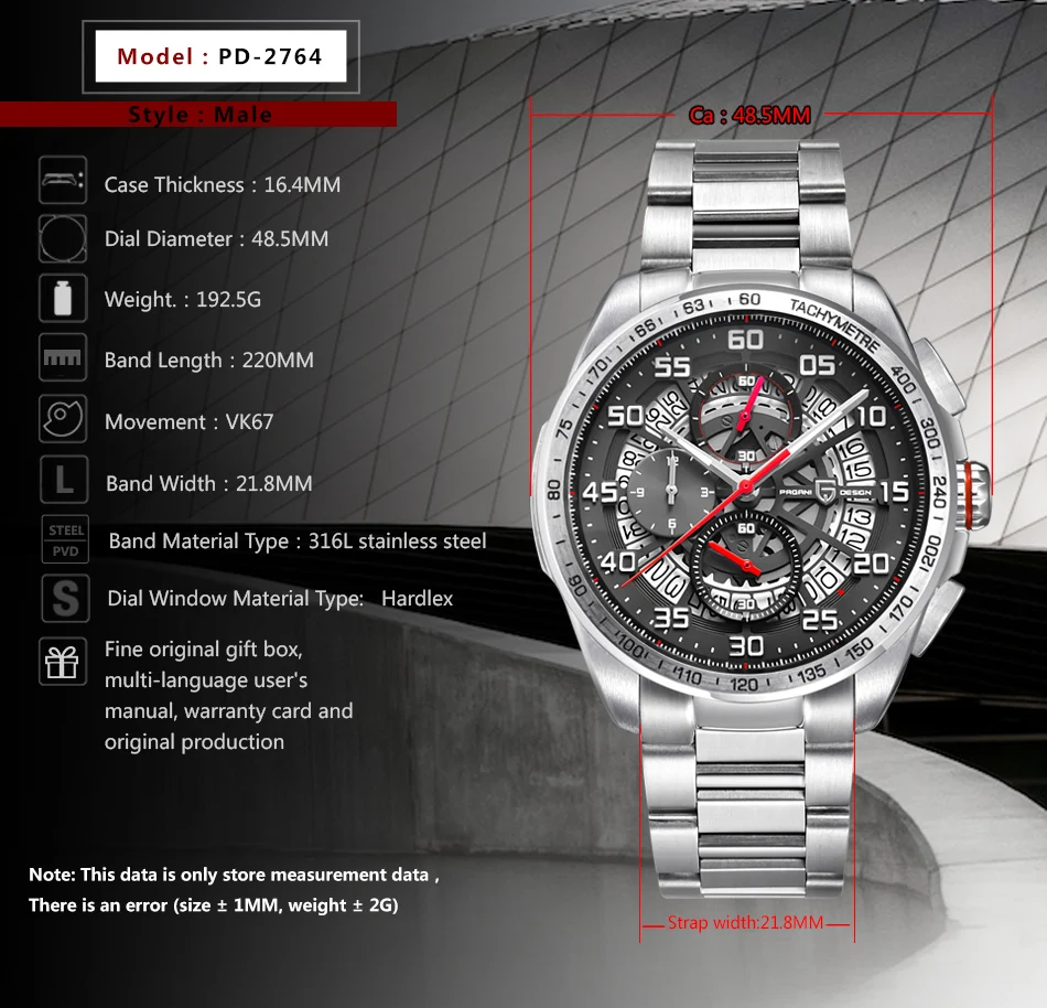 PAGANI Дизайн Топ люксовый бренд спортивный хронограф мужские часы из нержавеющей стали 30 м водонепроницаемые часы Relogios Masculino saat
