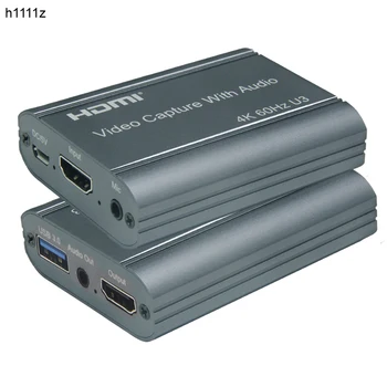 

4K 60Hz HDMI Video Capture Card 3.5mm Audio Output Mic In Loop Game Recording Box 1080P USB3.0 PC Live Streaming Broadcast Plate