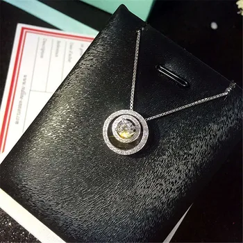 

Charm Pendant AAAAA cz Stone Real 925 sterling silver Party Wedding Pendant Chain necalace for women Bridal Jewelry Gift