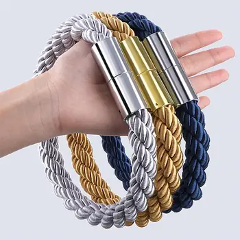 

2PCS Window Curtain Tiebacks Simple Style Clips Strong Magnetic Rope Polyester Tie Bands for Home Office Bedroom (Golden)