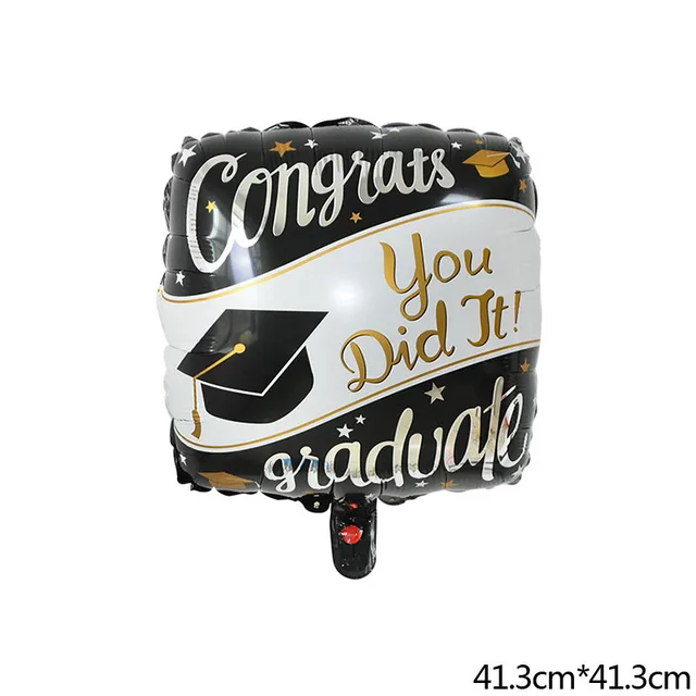 1-15pcs Graduation Balloons Gold Silver Black Latex Balloon Confetti Ballons 2022 Congratulation Grad Party Decoration Supplies 1pc square