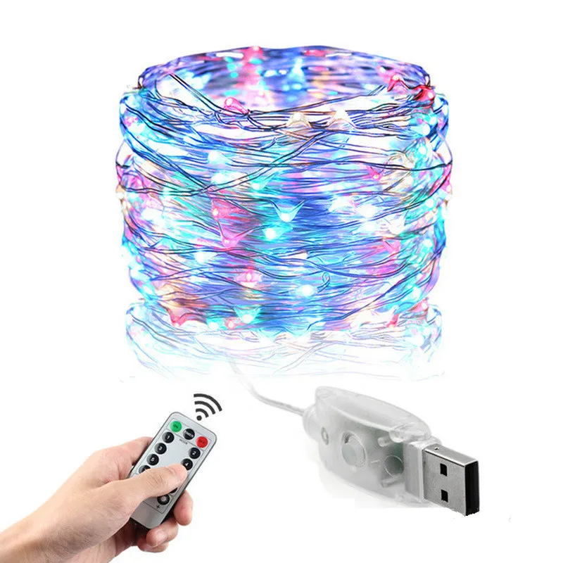 

Christmas Lights Remote Control Fairy Lights USB Operated Decoration 8 Mode LED String Copper Wire Fairy Garland Christmas Decor