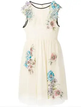 

Women Dress 209 Spring and Summer New Flower Embroidered Tulle Sleeveless Two-Piece Dress