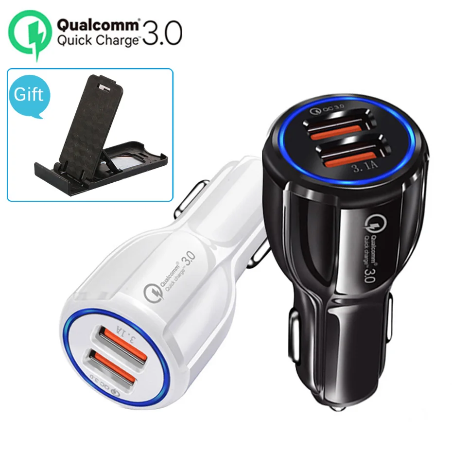 Автомобильное зарядное устройство Quick Charge 3 0 адаптер прикуривателя QC двойной USB