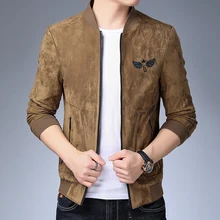 Мото куртка мотоциклетная мужская повседневная куртка мужская Байкерская модная мужская Черная Текстурированная замшевая куртка с длинными рукавами LXW19010