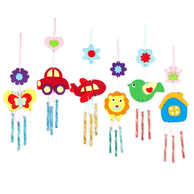 DIY Wind Chime детей ручной работы мультфильм животных нетканые пасты изготовление материала пакет подарки для мальчиков и девочек