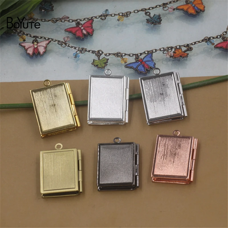 BoYuTe 10Pcs 1926MM Rectangle Locket Photo Locket Book Locket Pendant Floating Locket Charms (3)