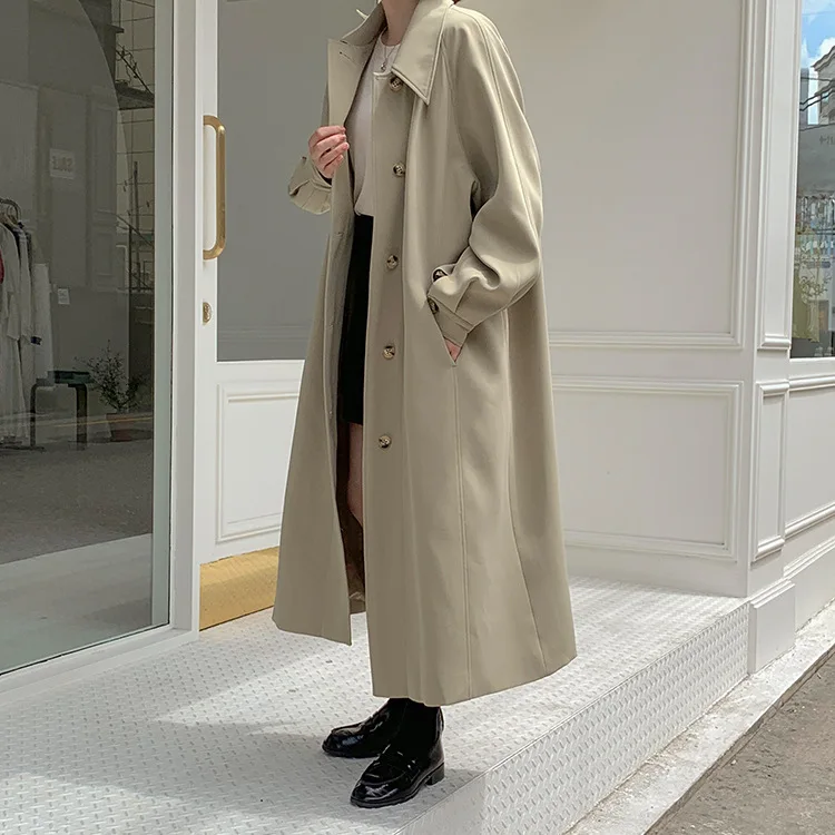 [Congye] Dongdaemun осенняя одежда новые продукты отложной воротник на шнуровке классический Тренч средней длины пальто Женская 1695