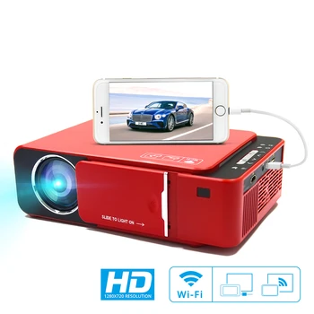 

T6 led mini high definition resolution projector Smart portable Wired WiFi on the same screen red Home Theater Projector