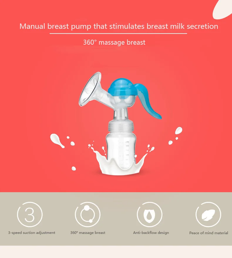 Piggy Carter Manual Breast Pump Painless Large Suction Pull Milk Maker Automatic Breast Pump Hand Pressing Type Milking Maker