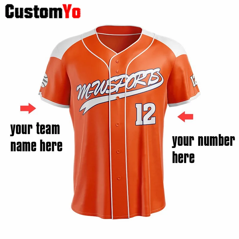 Профессиональная спортивная бейсбольная форма, Заказная команда, удобные оранжевые бейсбольные майки