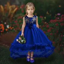 Роскошное детское платье с цветочной вышивкой и лентой; многослойное платье из тюля для девочек; L428