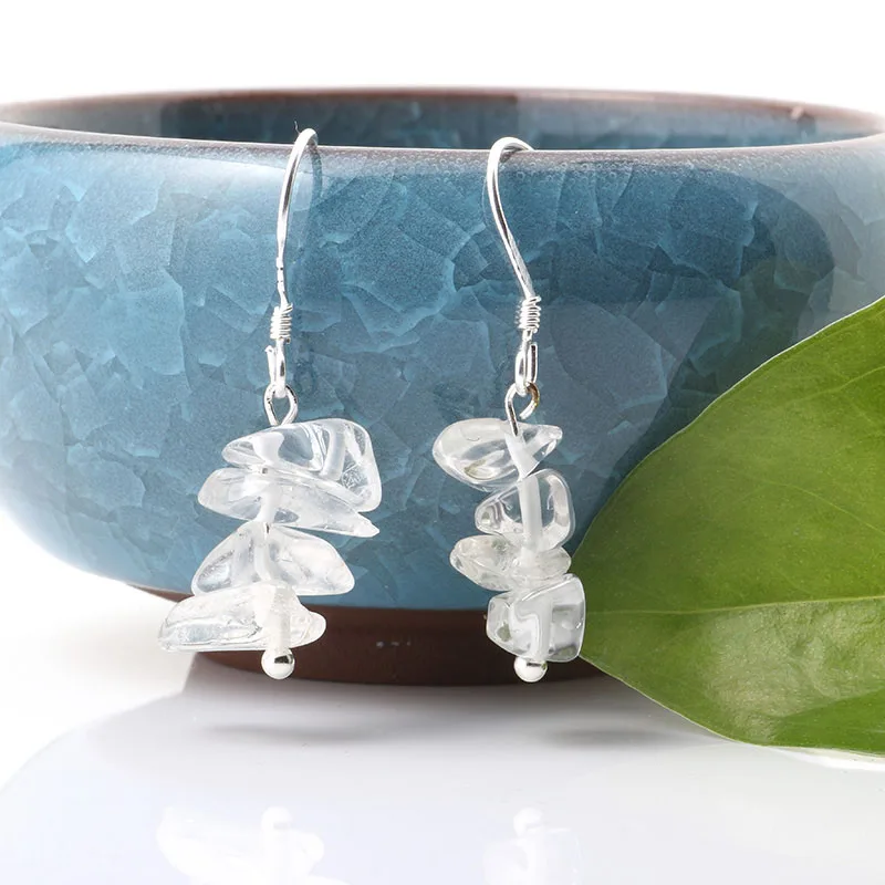 Natural Stone Earrings 7 Chakra Long Fringed Statement Drop Earrings for Women Round Beads Reiki Healing Jewelry gift for women