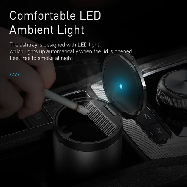 Baseus Portable Car Ashtray with LED Light Auto Parts and Accessories