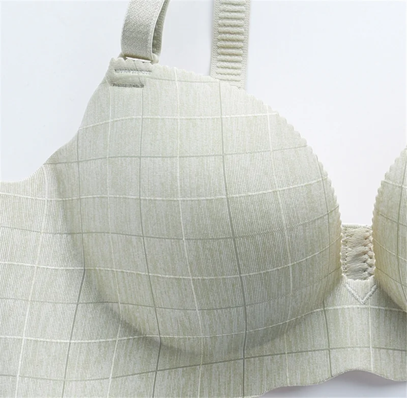 cotton bra Vintage Plaid Bras Women Wireless Underwear Gather Push Up Extra Breast Sexy Lingerie Seamless Bralette Female нижнее белье wireless bra