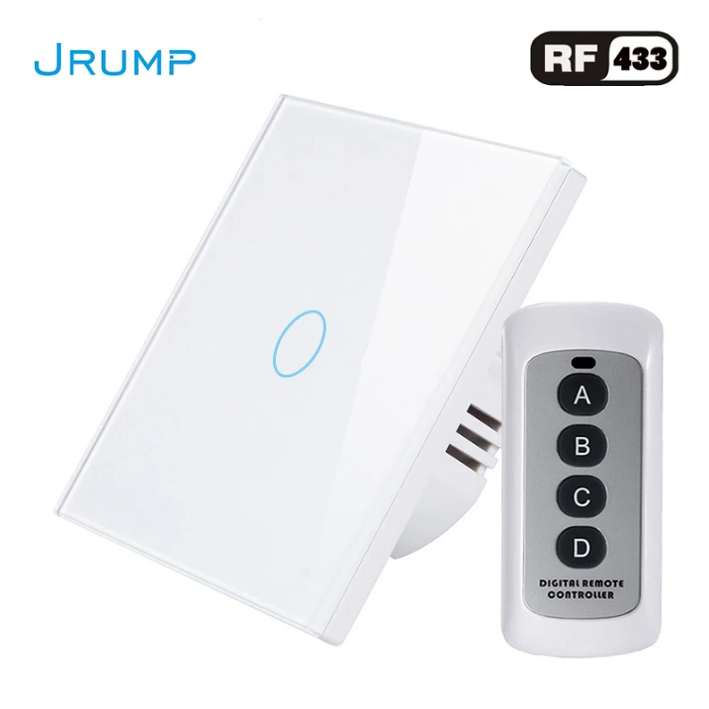 

EU Standard Remote Switch, Wall Light Remote Touch Switch With Mini Remote Controller,AC100~250V Luxury Glass Screen Touch Panel