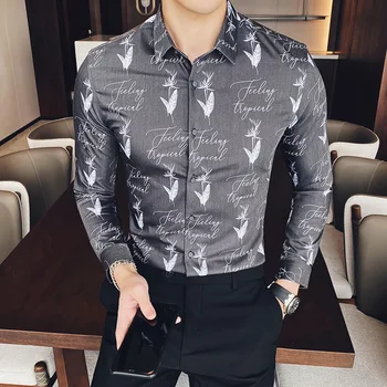 

2020 New British Style Men Shirt Long Sleeve Slim Casual Dress Shirts Business Streetwear Social Blouse Clothes Camisa Masculina