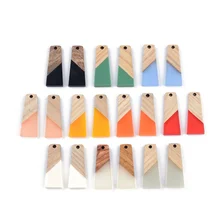

10PCS Trapezoidal Splicing Accessories Natural Wood & Resin Splicing Hand Made DIY Making Charms Jewelry Findings & Components